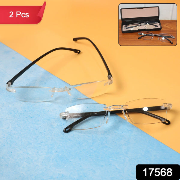 Pack of 2 Rimless Reading Glasses – Lightweight Comfort Readers